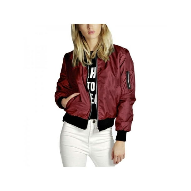 Womens Ladies Arrmy Badge Baseball Collar Long Sleeve Zip Up Biker Bomber Jacket Womens Ladies Arrmy Badge Baseball Collar Long Sleeve Zip Up Biker Bomber Jacket